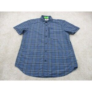 Fjallraven Shirt Men Medium Blue Plaid Abikso Hike Short Sleeve Casual Button Up